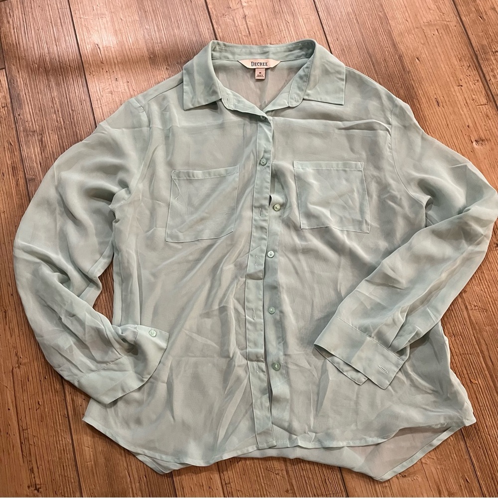 Decree Light Green Sheer Blouse